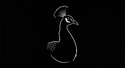 Elegant peacock silhouette against black background