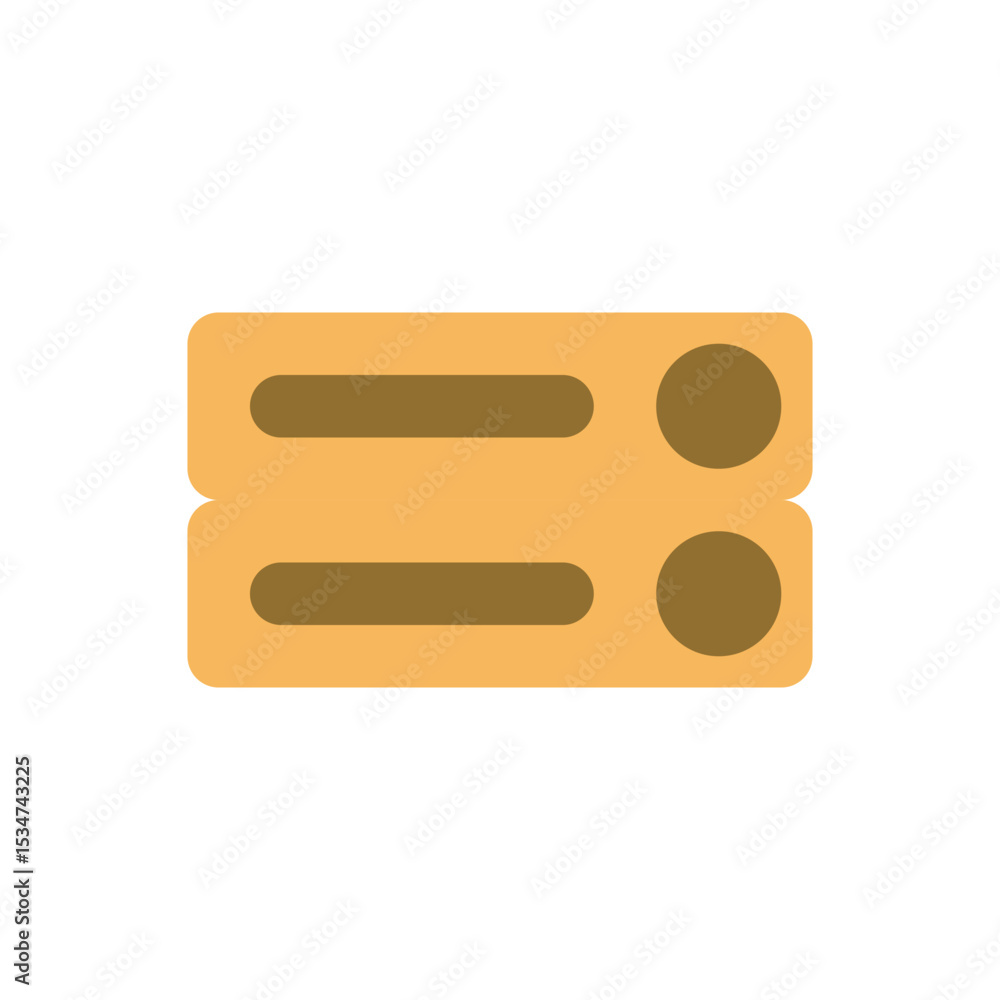 Poster ui menu list icon. interface element showing two-item menu or content layout.