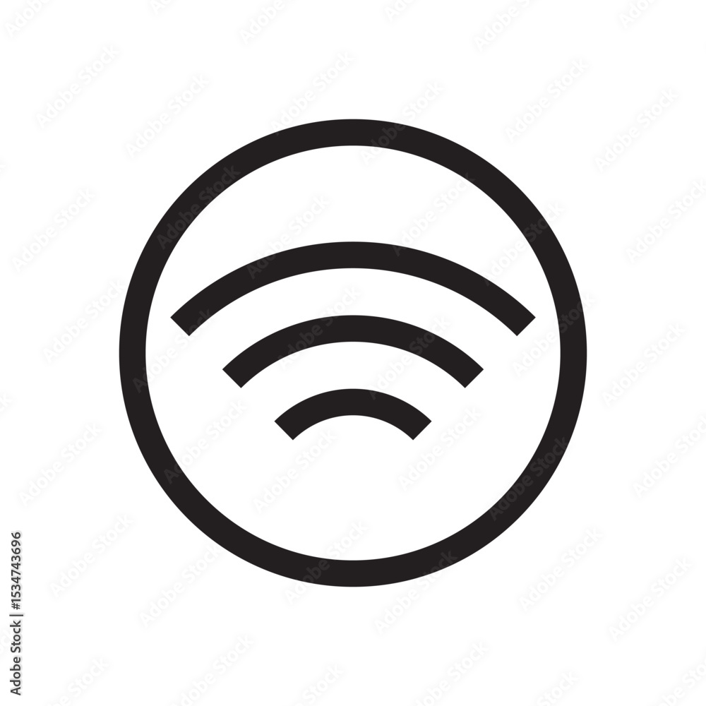 Aufkleber minimal wifi signal icon. circular wi-fi icon with clean lines, perfect for wireless or tech use.