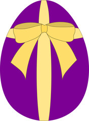 Easter Purple Background Yellow Ribbon Egg

