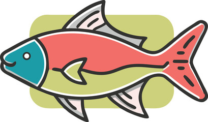 Redtail shark fish illustration on white background