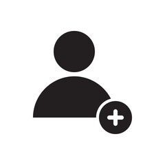 Add new user  icon. Simple human icon with plus symbol, ideal for user interface and account actions.