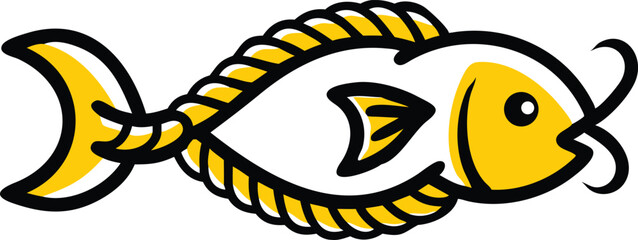 Colorful fish illustration with rope design element