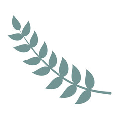 Elegant Botanical Branch Silhouette with Simple Leaf Pattern Isolated on Transparent Background