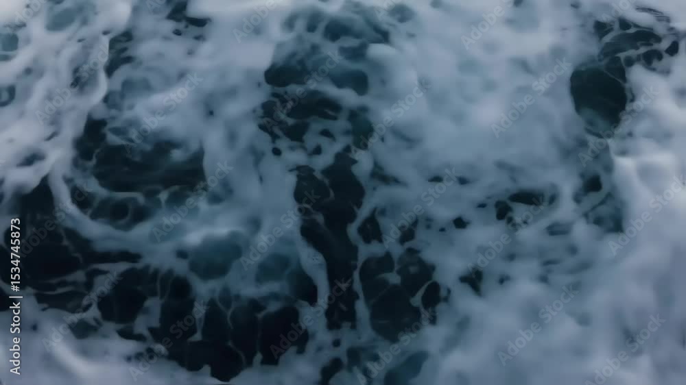 Poster powerful ocean waves surging with foam creates dynamic water movement and textures, abstract motion 
