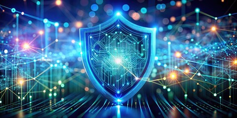 AI Cybersecurity: Bokeh Effect - Digital Shield, Data Protection, Network Security