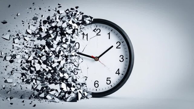 Shattering Clock Face Illustration