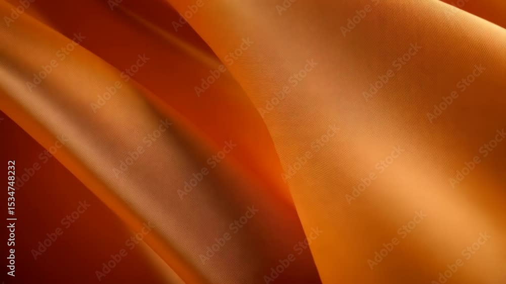 Poster abstract orange fabric folds with smooth silky texture creating waves and soft light reflection for 