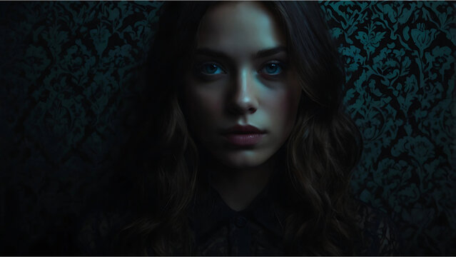 Fototapeta woman in a dark background wallpaper
