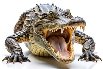 Obraz premium Crocodile Attack Logo Design, Claws Logo, Reptile Logo, Aggressive Crocodile, White Background, Wild Animal Logo, Predator Logo, Powerful Logo, Fearsome Logo, Croc Brand, Business Logo