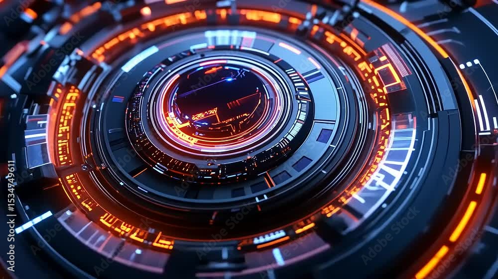 Aufkleber futuristic abstract design featuring glowing circular patterns and intricate details in a digital en