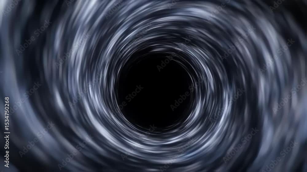 Poster dark abstract tunnel loop animation showing a swirling vortex with a central black hole effect creat