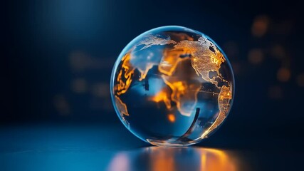 Glass Earth Globe with Night Lights. - Powered by Adobe
