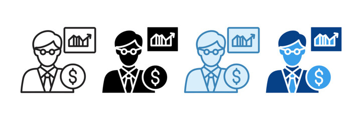 Finance Analyst Icon Set Multiple Style Collection