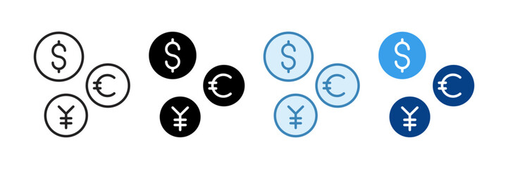 Currency Icon Set Multiple Style Collection