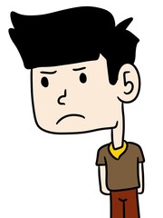 cartoon boy staring on white illustration