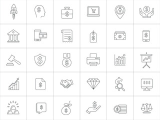 Financial Icons Set In Line Style. Include finance, banking, investment, business growth, and wealth.
Line Icon. Vector Illustration