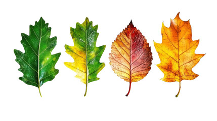 winter spring summer and autumn leaves concept on white background
