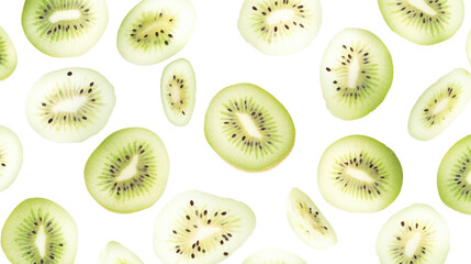 Fototapeta premium sliced kiwi fruits on white background