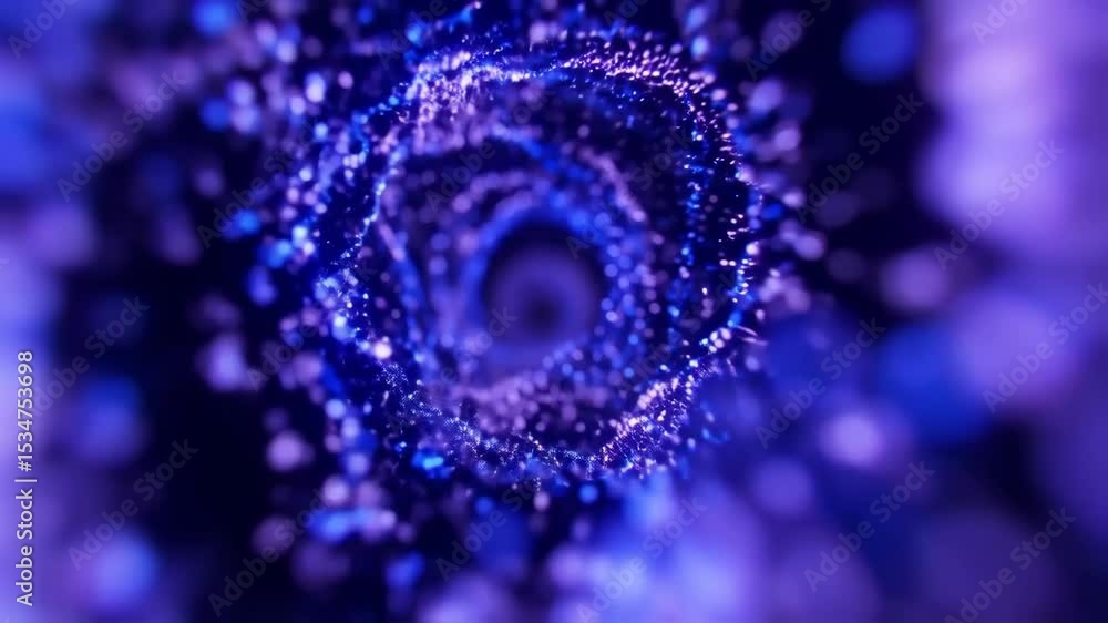 Poster abstract perspective of luminous shimmering particles forming a tunnel, creating a futuristic space 