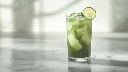 Fototapeta premium Refreshing Cucumber Cooler, A Vibrant Green Drink for Healthy Lifestyle