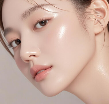 자연스러운 메이크업의 아름다운 여성 포트레이트, Beautiful Korean Woman Portrait with Natural Makeup