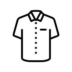 Minimalist icon of a short sleeve button-up shirt with collar and chest pocket, perfect for casual clothing themes.