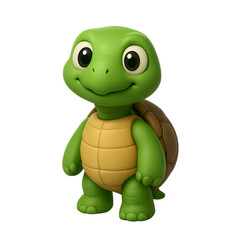 Fototapeta premium Ultra-detailed 3D cartoon turtle with big expressive eyes and a happy smile, standing upright with a friendly posture on a transparent background.