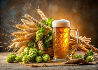 Golden Wheat Beer Background: Hops & Wheat Architectural Photography