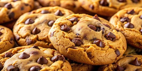 Gourmet Organic Chocolate Chip Cookies: Close-up Photography, Delicious Homemade Treats, Sweet Bakery Goods, Food Photography