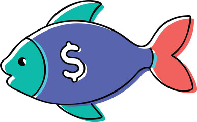 Silver dollar fish illustration on white background