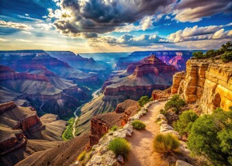 Grand Canyon Vista: Minimalist Trail View, Arizona Landscape Photography