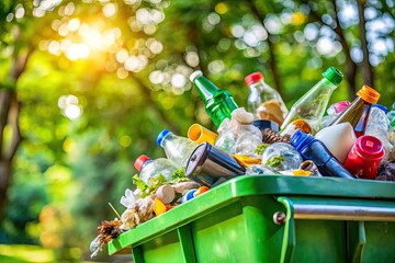 Green Bin Recycling: Bokeh Photography of Household Waste Sorting