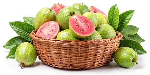 Guava Basket Still Life: High-Resolution PNG Image for Food, Product, and Culinary Designs