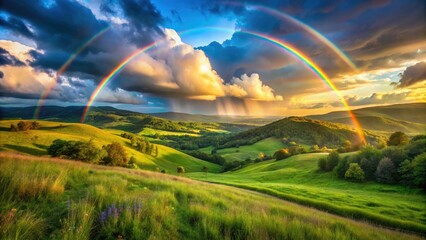Happy Valley Double Rainbow Landscape - Breathtaking Nature Photography