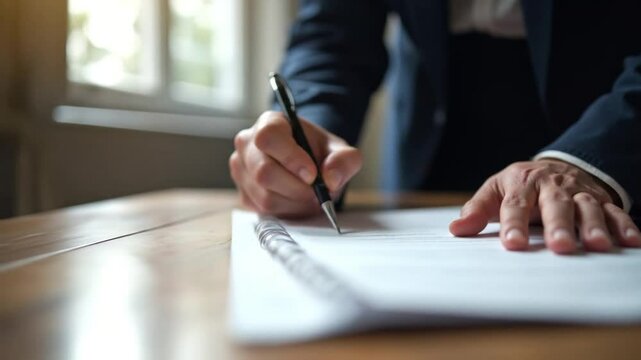 Execution of Documents: Business Professional Finalizing Agreements with Penmanship