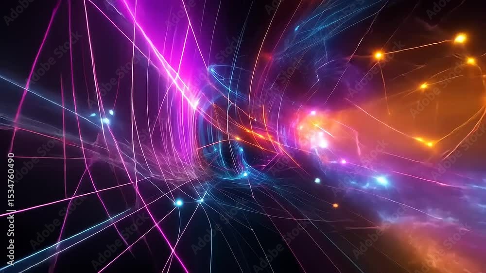 Aufkleber colorful abstract digital tunnel with vibrant lights and patterns, creating a futuristic atmosphere