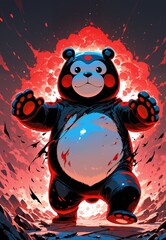 Powerful Panda in a Fiery Burst
