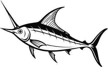 Detailed swordfish illustration on white background