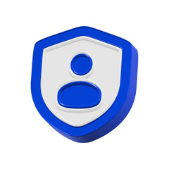 3d profile icon with shield isolated on transparent background