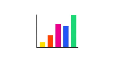 Fototapeta premium Colorful Bar Chart Displaying Positive Growth on White Background