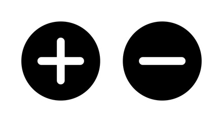 Plus and minus icon on black circle. Positive and negative sign symbol