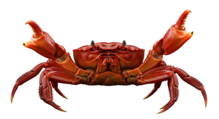 Crimson crab challenges with upraised claws