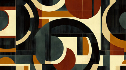 Abstract Geometric Pattern with Circles and Rectangles in Earth Tones
