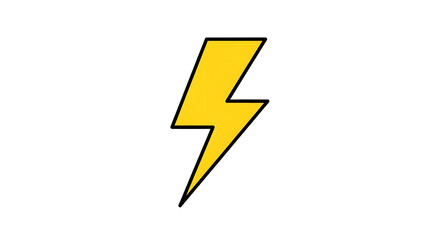 Electric Yellow Lightning Bolt on White Background Energy Illustration