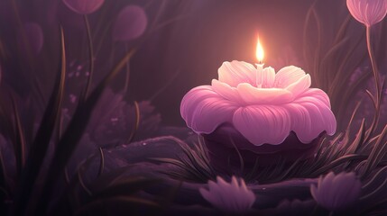 Enchanted Floral Candle happy birthday background