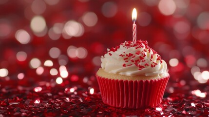 Birthday Cupcake with Red Sprinkles happy birthday background