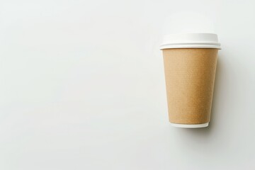 High Definition Visual of Paper Disposable Cup on a White Background Flat Lay