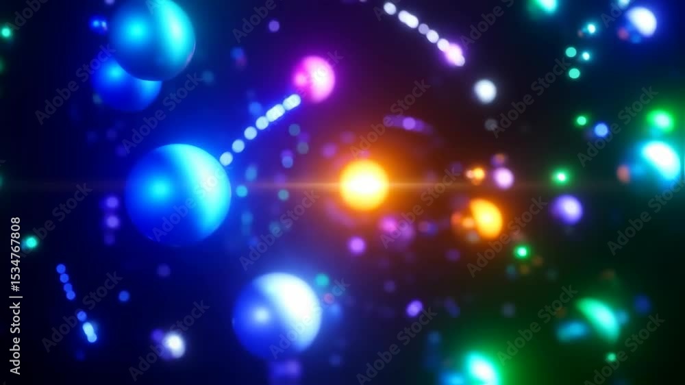 Poster abstract blurred background featuring glowing spheres in various vibrant colors, creating a dreamy a