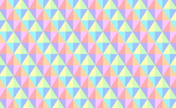 Fototapeta Seamless geometric pattern with repeating triangles in soft pastel colors. Creates a vibrant, abstract background, ideal for playful designs.